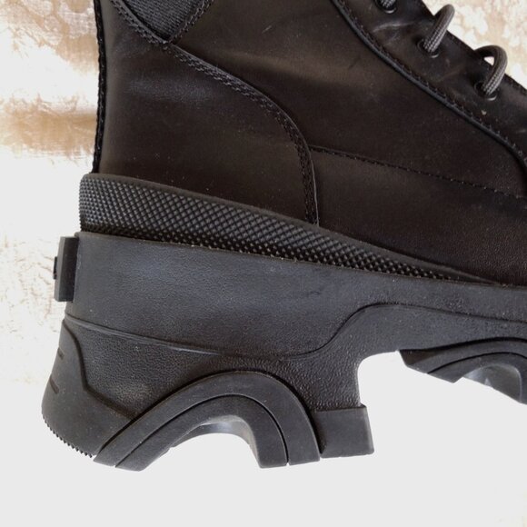 Sorel Black Lace Up Brex Waterproof Chunky Moto Boots 9 - Picture 10 of 12